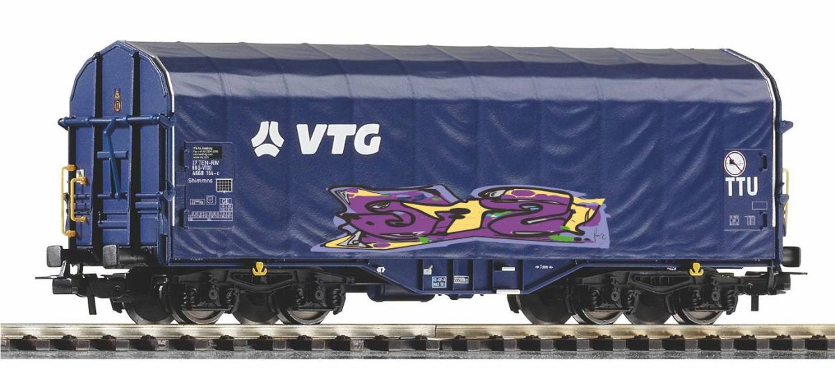 PIKO 58965 H0 Schiebeplanenwagen Shimmns mit Graffiti, VTG