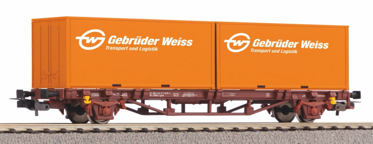 PIKO 97151 H0 Containertragwagen Lgs579 »Gebrüder Weiss«, ÖBB