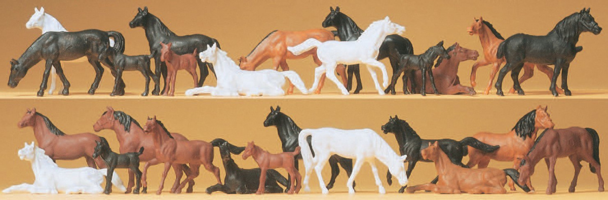 Preiser 14407 H0 Pferde, 26 Stück