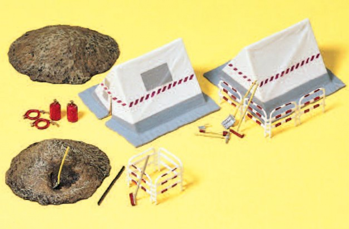 Preiser 17179 H0 Bauzelte bedruckt, Fernmeldearbeiter, ...