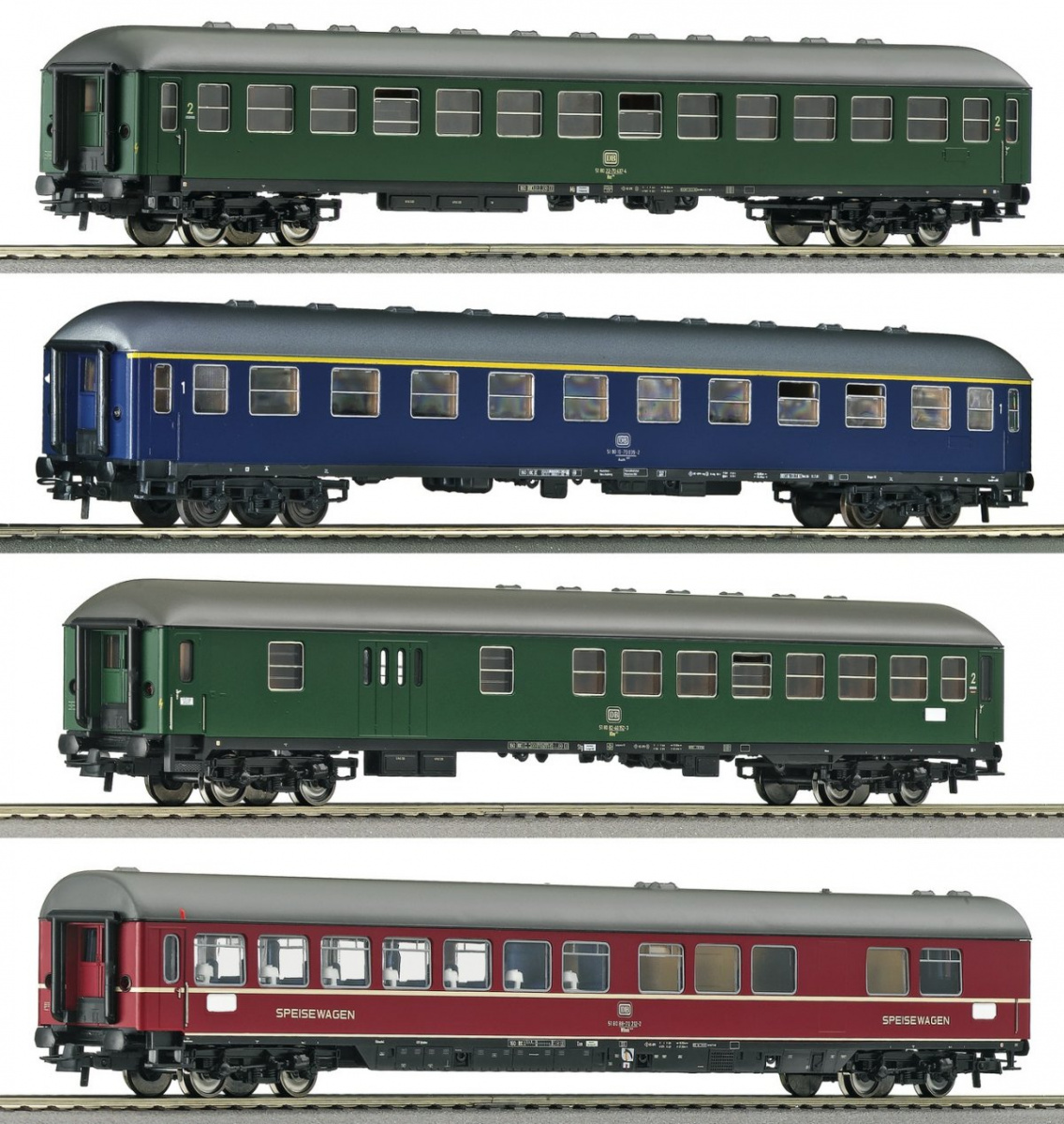 ROCO 4-tlg. Schnellzugwagenset, DB, Ep. IV (aus 41325 Set)