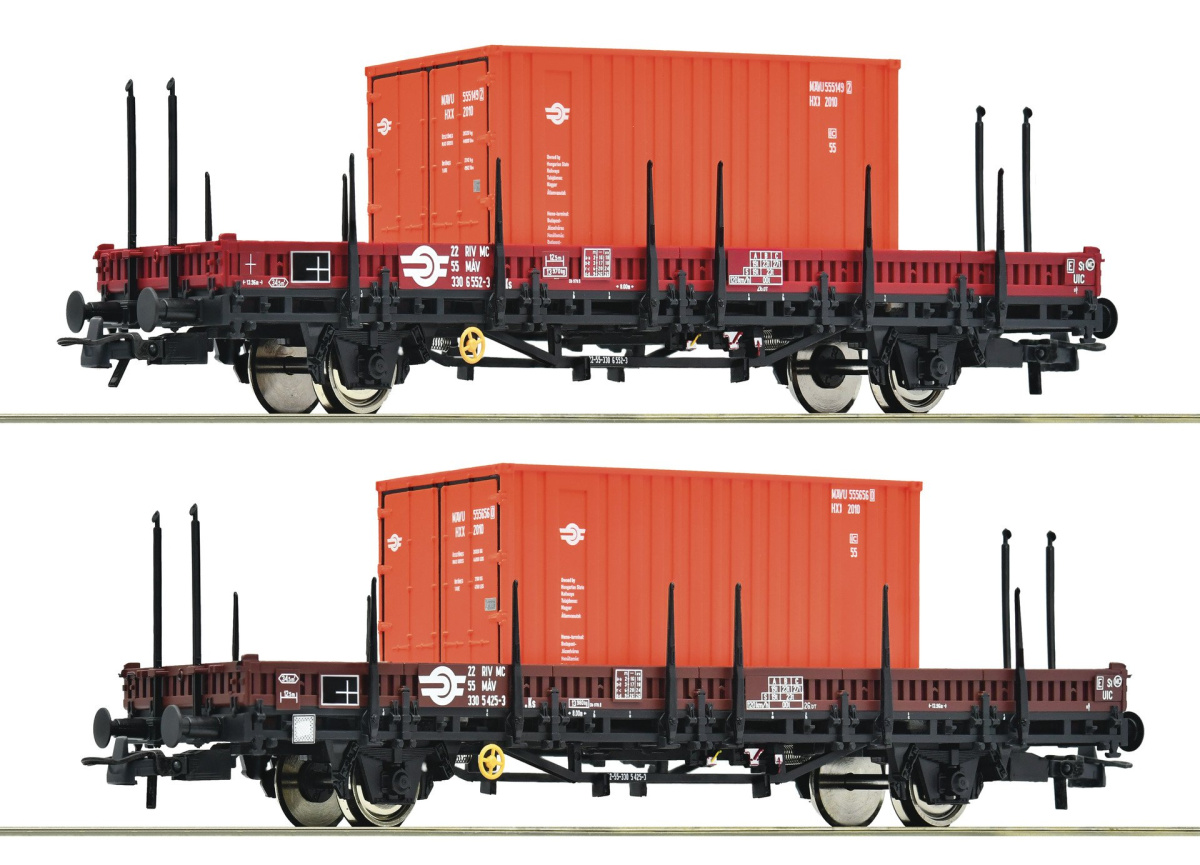 ROCO 66600076 H0 2-tlg. Set: Schwenkrungenwagen, MAV