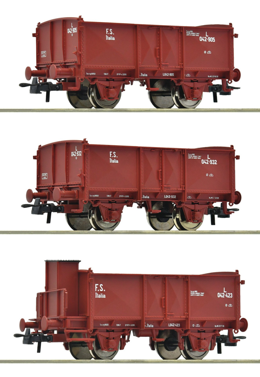 ROCO 66600088 H0 3-tlg. Set: Offene Güterwagen, FS