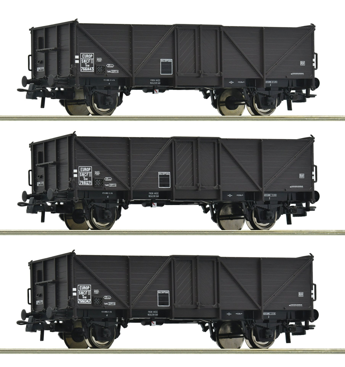 ROCO 66600141 H0 3-tlg. Set: Offene Güterwagen, SNCF