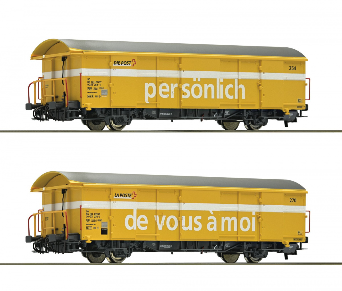ROCO 67183 H0 2-tlg. Set Postgüterwagen Z2 gelb, SBB