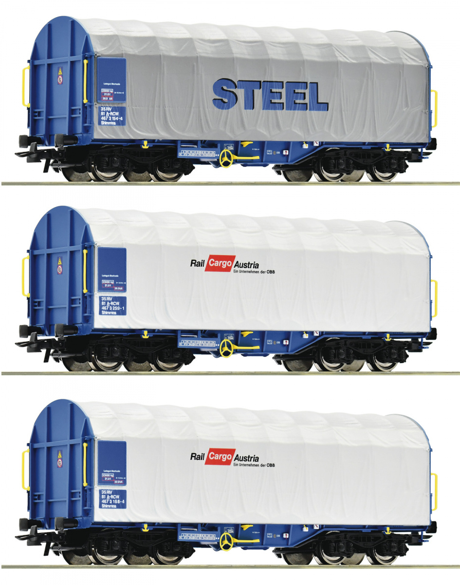 ROCO 77024 H0 3-tlg. Set: Kesselwagen, Steel, RCA, ÖBB