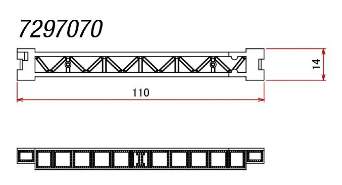 Rokuhan R070 (Noch 97070) Z Vollwandbrücke (dunkelrot) 110 mm