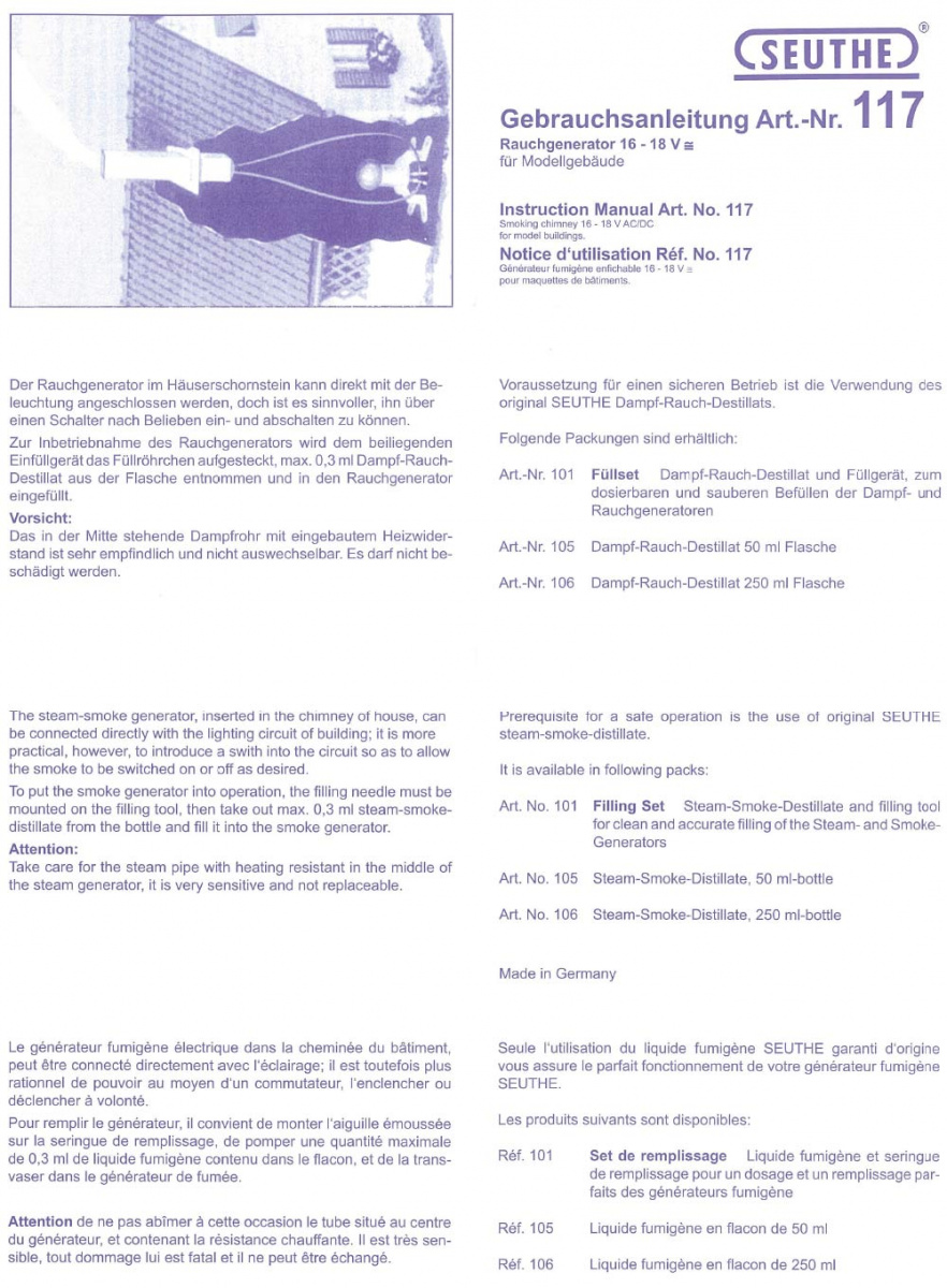 Seuthe Dampfgenerator Nr. 117 (inkl. Destillat)