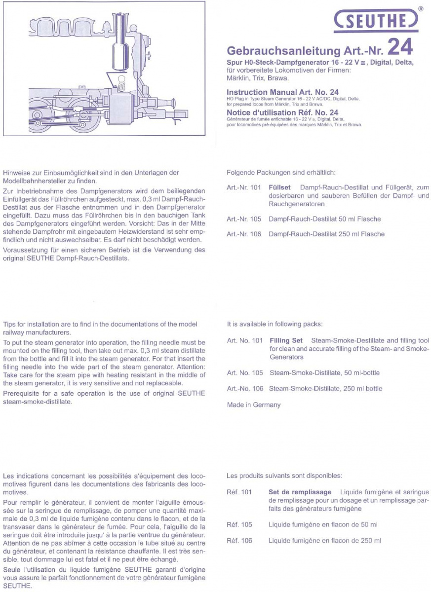 Seuthe Dampfgenerator Nr. 24 (inkl. Destillat)