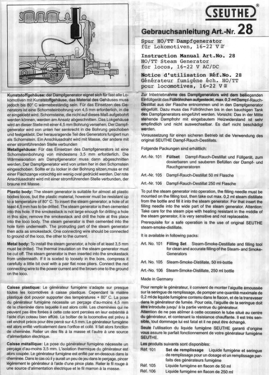 Seuthe Dampfgenerator Nr. 28 (inkl. Destillat)