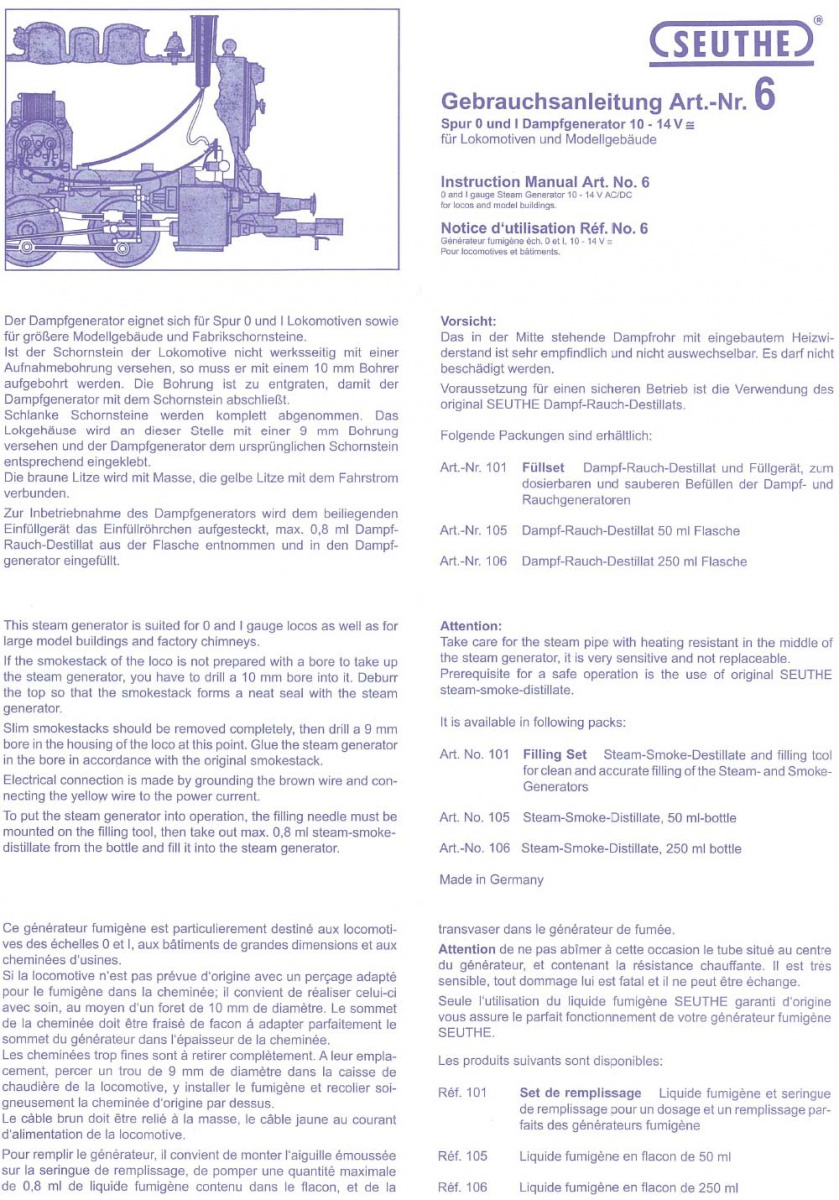Seuthe Dampfgenerator Nr. 6 (inkl. Destillat)