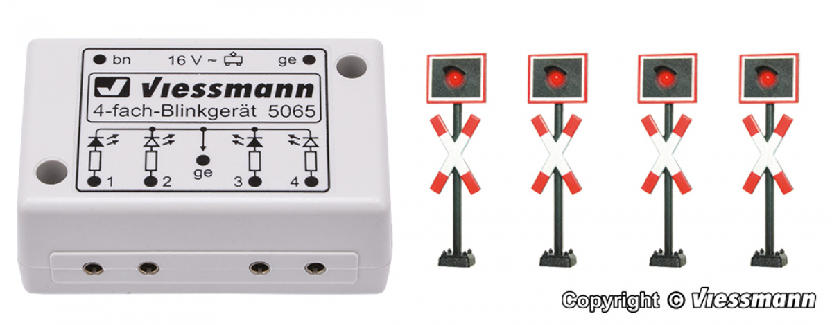 Viessmann 5835 H0 4 Andreaskreuze mit Blinkelektronik 5065