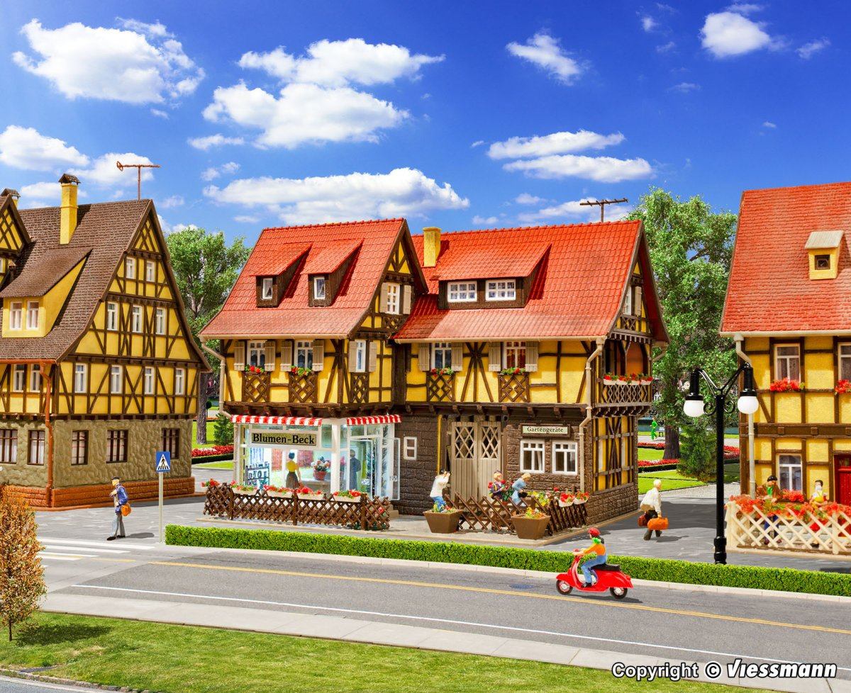 Vollmer 43692 H0 Blumengeschäft mit Inneneinrichtung & Beleuchtung