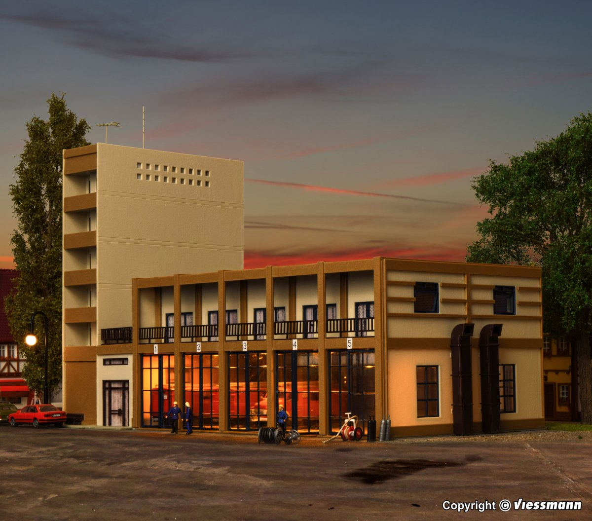 Vollmer 43759 H0 Städtischer Feuerwehrstützpunkt, fünfständig