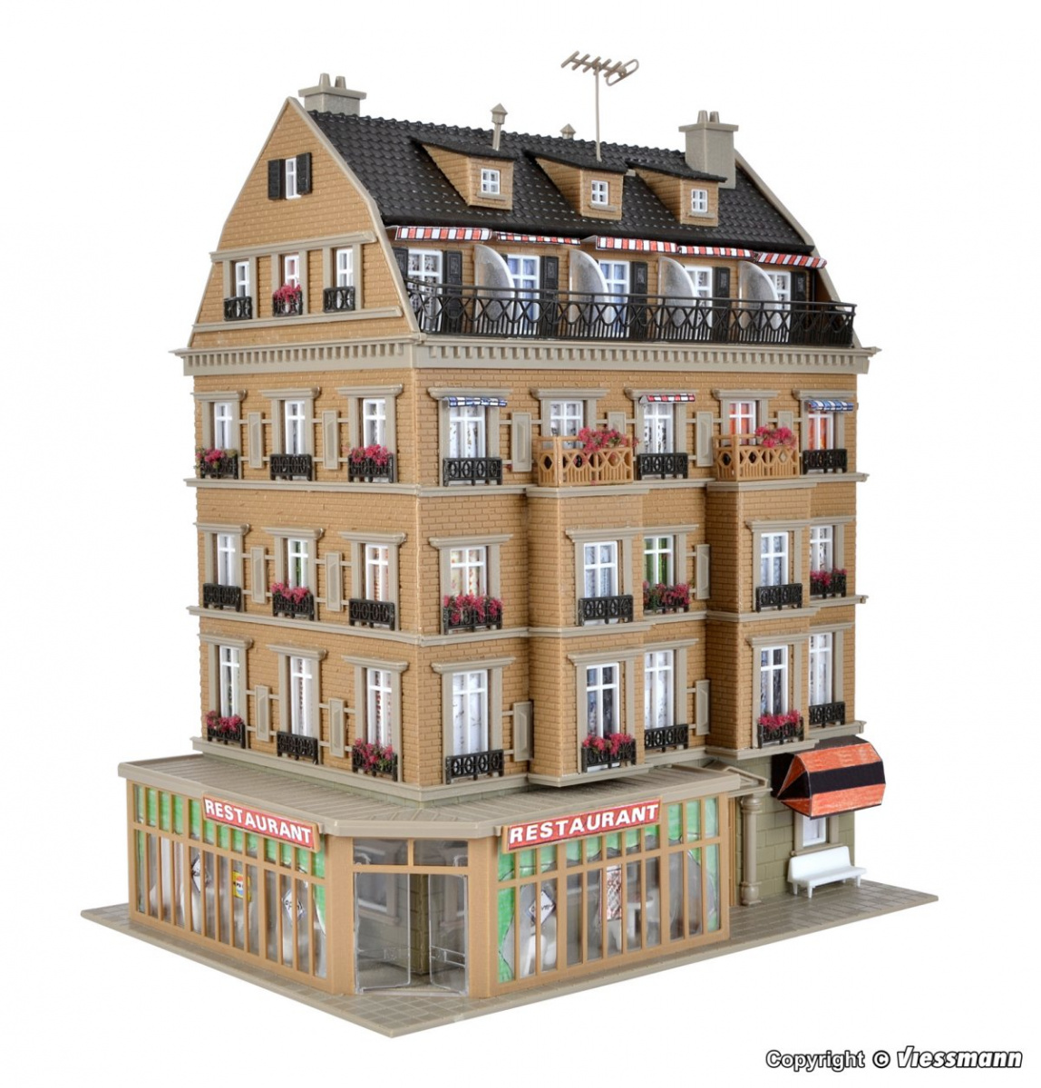 Vollmer 43781 H0 Restaurant mit Inneneinrichtung & Beleuchtung