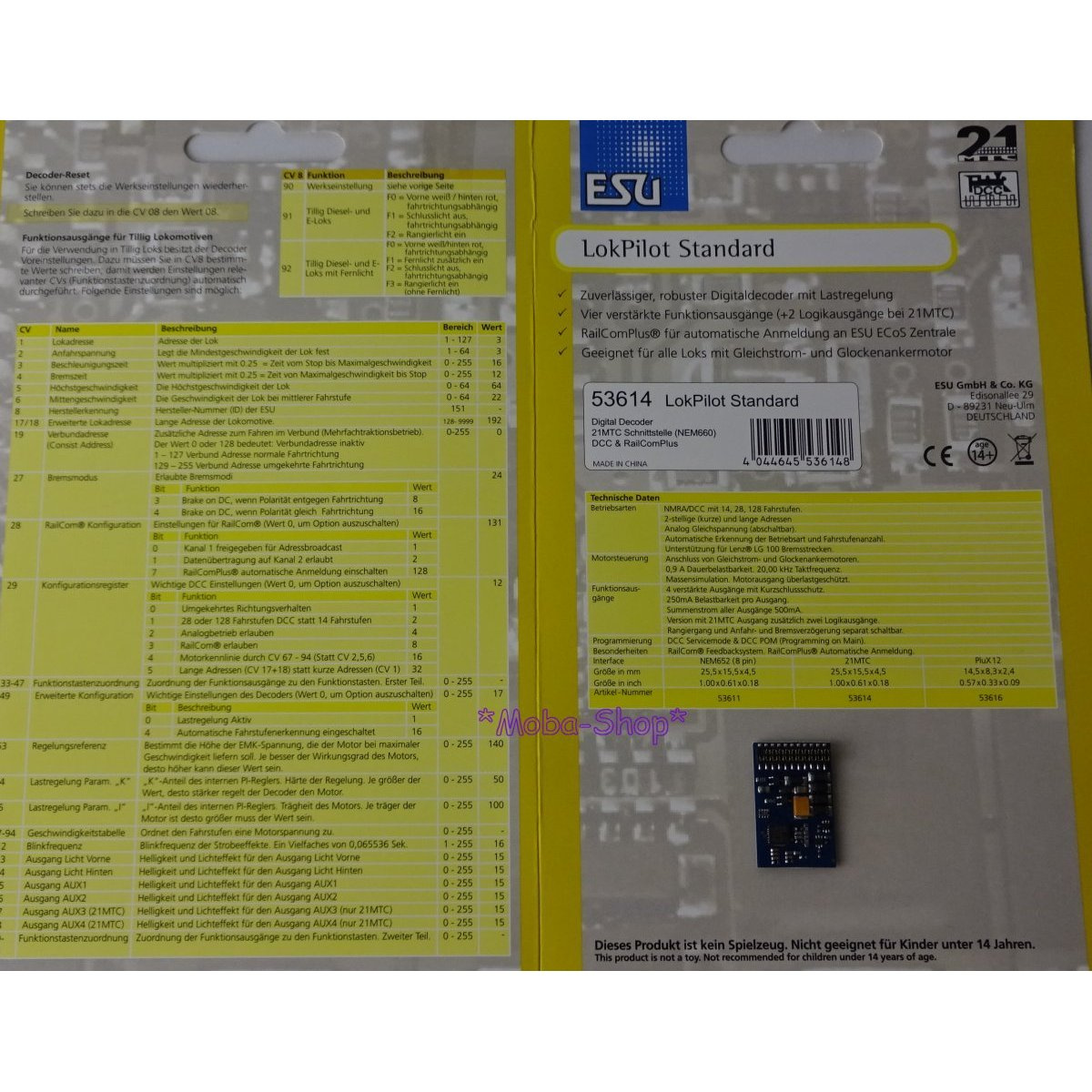ESU 53614 LokPilot Standard DCC, 21MTC Schnittstelle