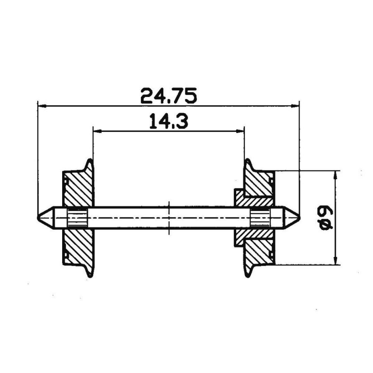 ROCO 40194 Radsatz H0, DC 9mm, einseitig isoliert