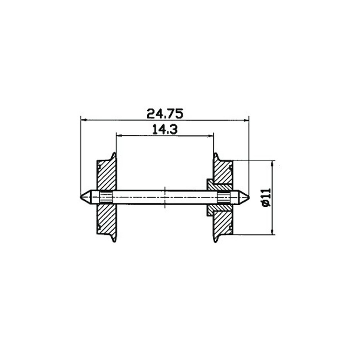 ROCO 40198 Radsatz H0, DC 11mm, einseitig isoliert
