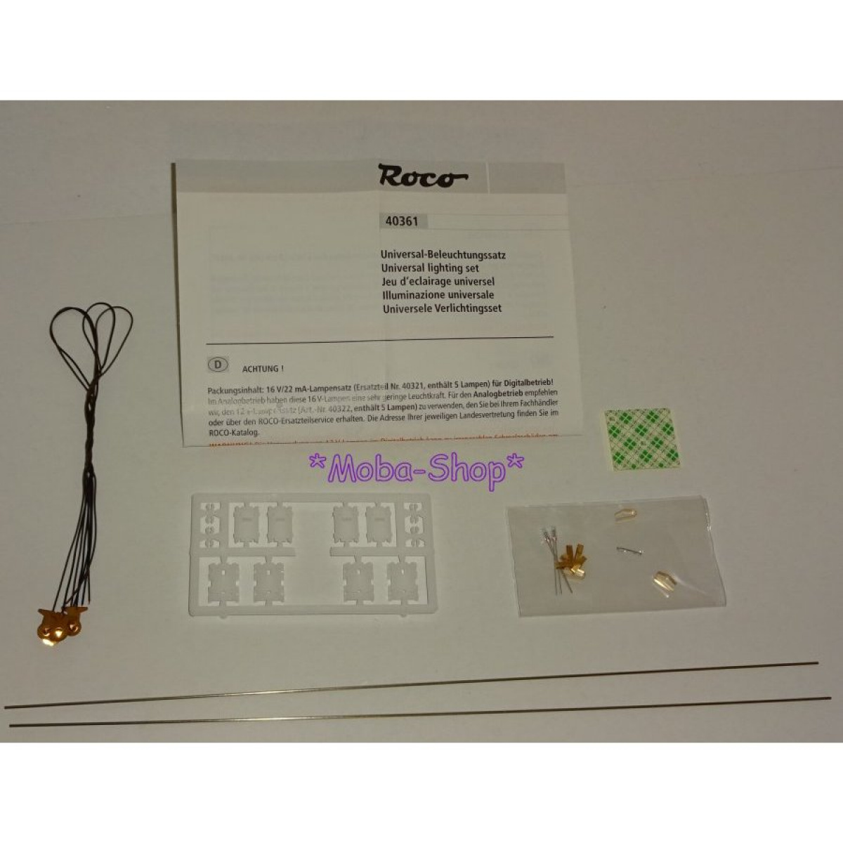 ROCO 40361 Beleuchtungssatz für 2/3-achsige H0-Wagen