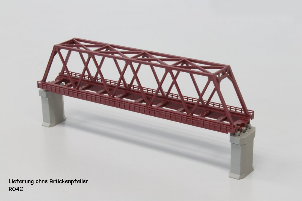 Rokuhan R042 (Noch 97042) Z Kastenbrücke 1-gleisig, 220mm, dunkelrot
